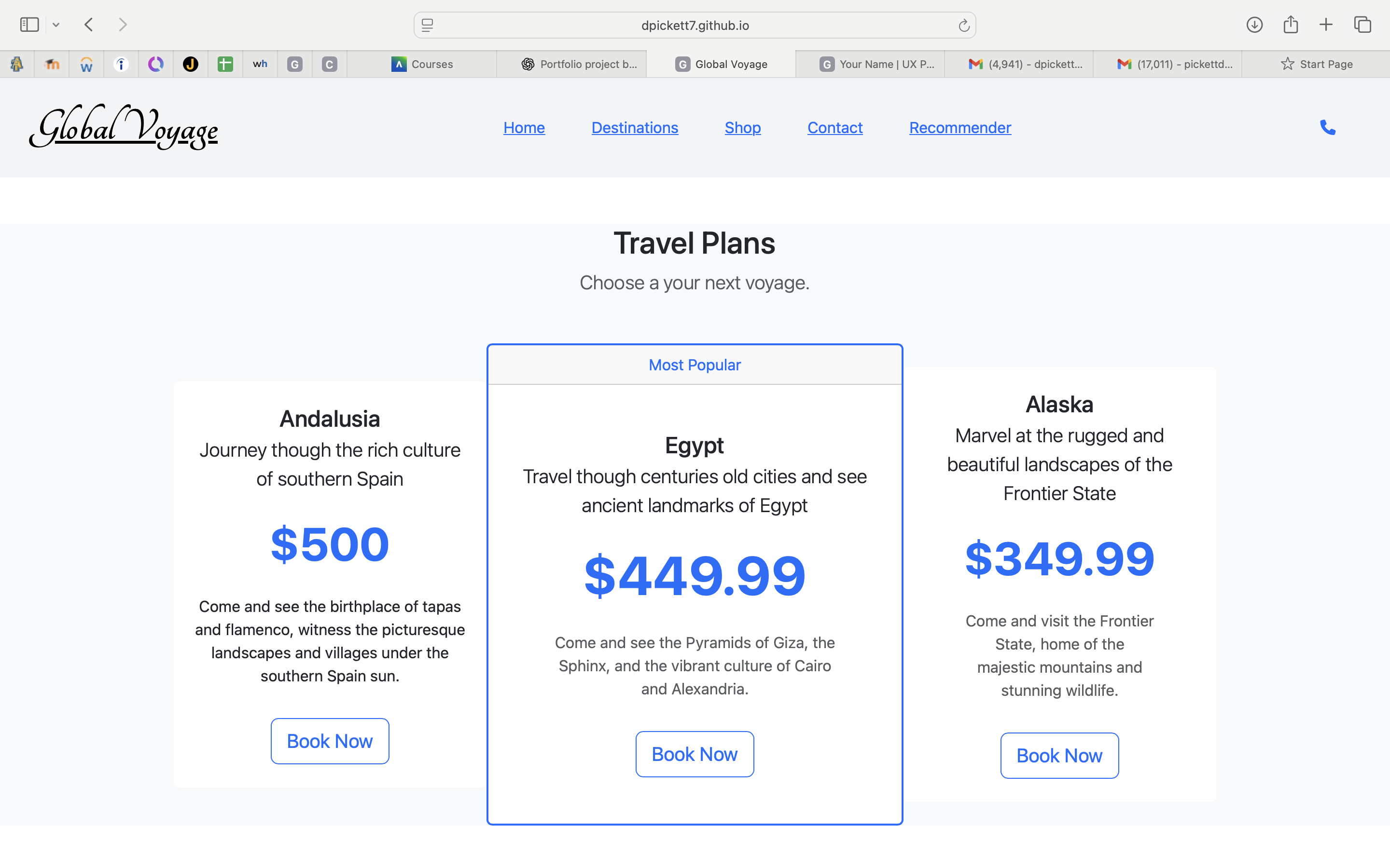 Travel Destination Recommender application